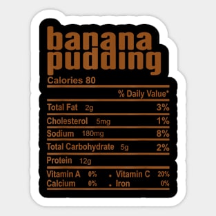 Banana Pudding Nutrition Facts Family Matching Sticker